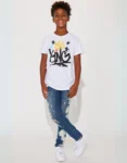 Kids Graffiti King Crown T-Shirt – White – Front