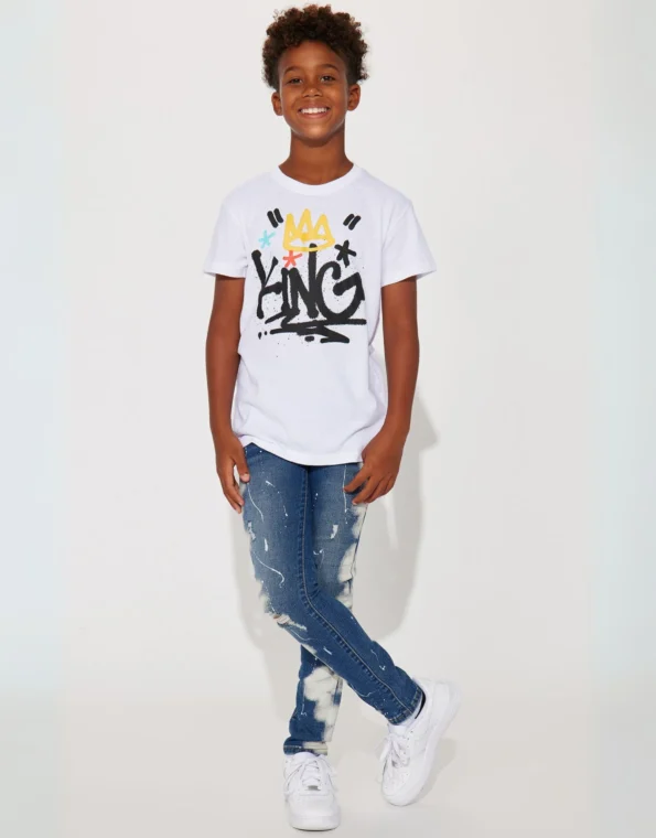Kids Graffiti King Crown T-Shirt – White - Full