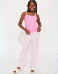 Mini Pink Cutie Ribbed PJ Pant Set Short Fromt
